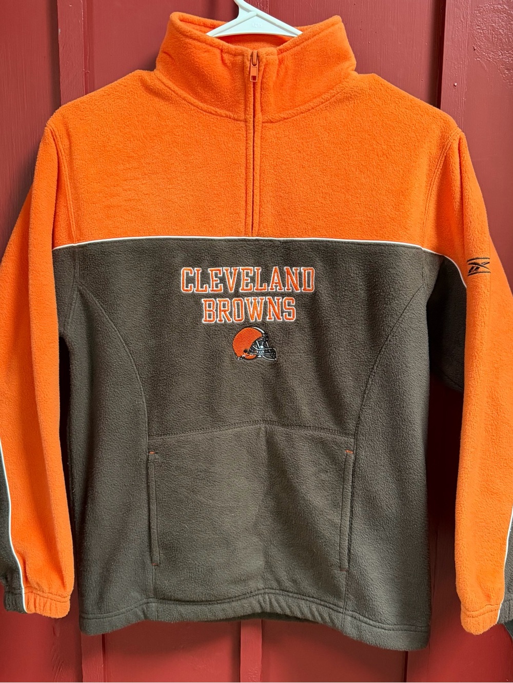 Reebok Cleveland Browns Orange and Brown Half-Zip Fleece Pullover